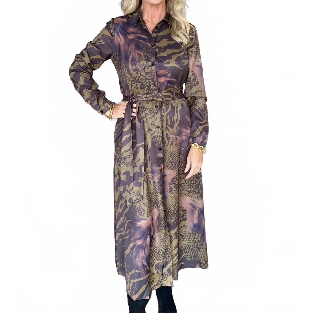 NEW ANONYME long shirt dress in green